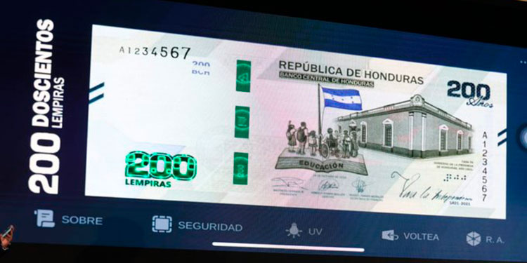 Mañana 1 de septiembre comenzará a circular nuevo billete de 200 lempiras
